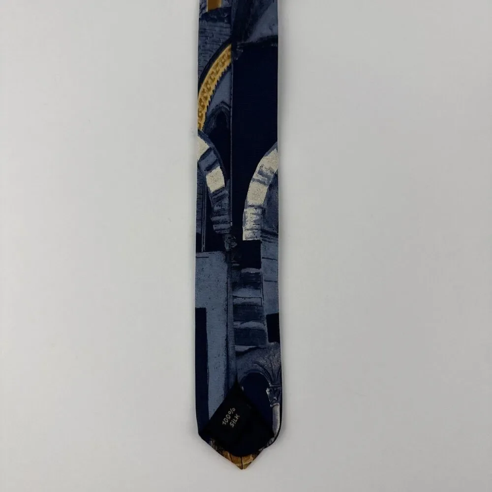 Structure Tie Usa Silk Architecture Gothic Columns Arches Necktie Vtg/Rare